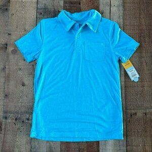 Cat & Jack carolina blue wicking golf polo shirt boy's medium 8/10